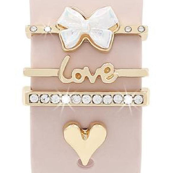 4pcs / Set 22mm Width Smart Watch Silicone Band Decorative Ring Metal Accessories(Love Heart Gold)