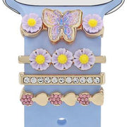 4pcs / Set 22mm Width Smart Watch Butterfly Flower Band Decorative Ring Metal Accessories, Style: 1