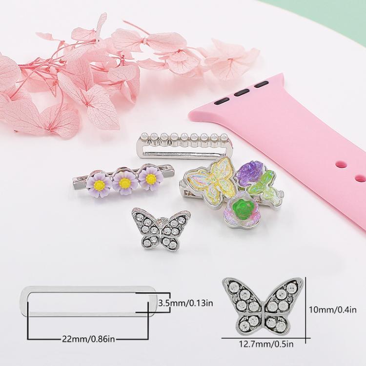 4pcs / Set 22mm Width Smart Watch Butterfly Flower Band Decorative Ring Metal Accessories, Style: 4 - Watch Decorations by PMC TechLife | Online Shopping South Africa | PMC TechLife | Buy Now Pay Later Mobicred