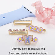 4pcs / Set 22mm Width Smart Watch Butterfly Flower Band Decorative Ring Metal Accessories, Style: 1