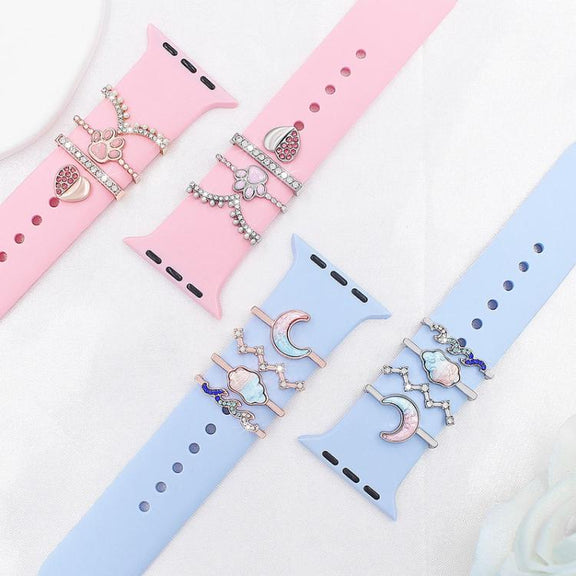 4pcs / Set 22mm Width Smart Watch Band Decorative Ring Metal Accessories, Style: 1