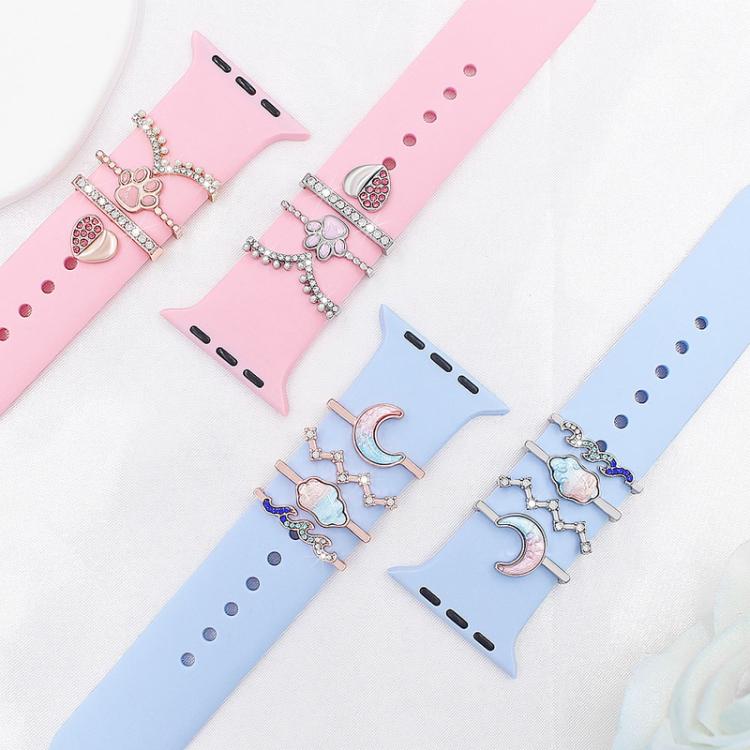 4pcs / Set 22mm Width Smart Watch Band Decorative Ring Metal Accessories, Style: 1