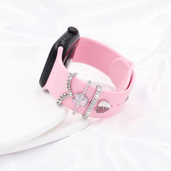 4pcs / Set 22mm Width Smart Watch Band Decorative Ring Metal Accessories, Style: 1