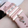 5pcs / Set 21mm Width Smart Watch Band LOVE Letter Decorative Ring Metal Accessories(Rose Gold) - Watch Decorations by PMC TechLife | Online Shopping South Africa | PMC TechLife | Buy Now Pay Later Mobicred