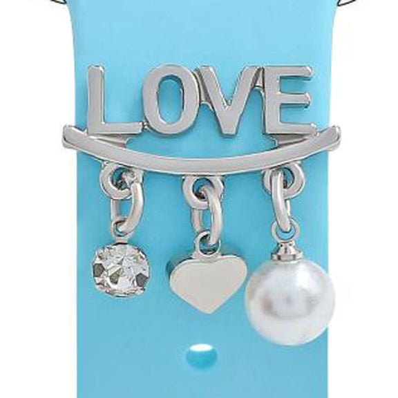 22mm Width Smart Watch Silicone Band Decorative Ring Metal Accessories, Style: LOVE Silver