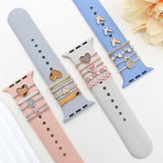 22mm Width Smart Watch Silicone Band Decorative Ring Metal Accessories, Style: Dog Paw Rose Gold