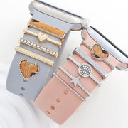 22mm Width Smart Watch Silicone Band Decorative Ring Metal Accessories, Style: Dog Paw Rose Gold