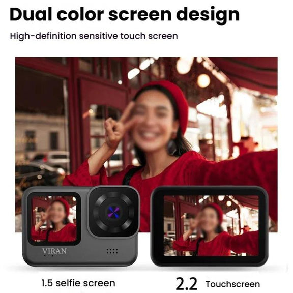 VIRAN V11 Dual-Color Screen 5K HD IP68 Water-resistant Six-Axis Anti-Shake Sports Camera(Black)
