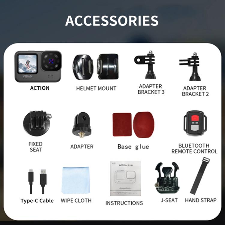 VIRAN V11 Dual-Color Screen 5K HD IP68 Water-resistant Six-Axis Anti-Shake Sports Camera(Black)