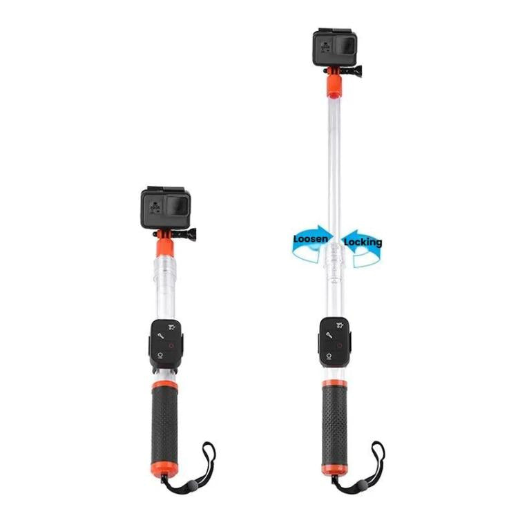 TELESIN Waterproof Selfie Stick For GoPro HERO Series / DJI Osmo Action Series And Other Sports Camera(Transparent) - free shipping - PMC Jewellery - Order now!