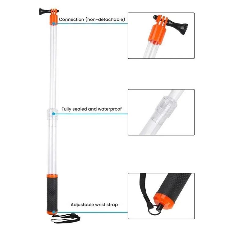 TELESIN Waterproof Selfie Stick For GoPro HERO Series / DJI Osmo Action Series And Other Sports Camera(Transparent) - free shipping - PMC Jewellery - Order now!
