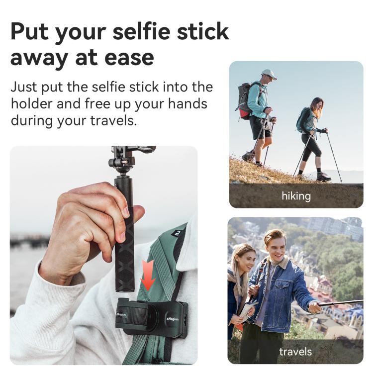 AMagisn Selfie Stick Hanger Action Camera Backpack Quick Attachment for Insta360 / DJI / GoPro(Black)