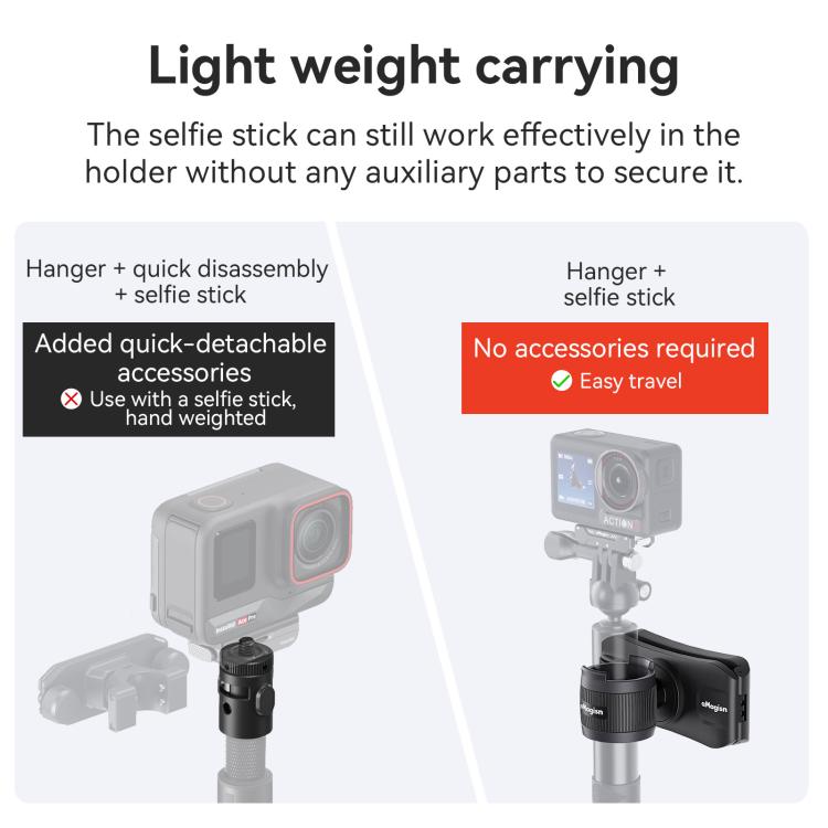 AMagisn Selfie Stick Hanger Action Camera Backpack Quick Attachment for Insta360 / DJI / GoPro(Black)