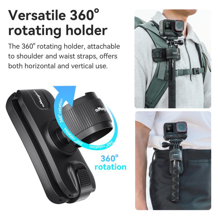 AMagisn Selfie Stick Hanger Action Camera Backpack Quick Attachment for Insta360 / DJI / GoPro(Black) - free shipping - PMC TechLife - Order now!