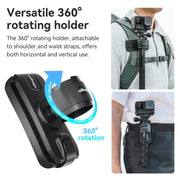 AMagisn Selfie Stick Hanger Action Camera Backpack Quick Attachment for Insta360 / DJI / GoPro(Black)
