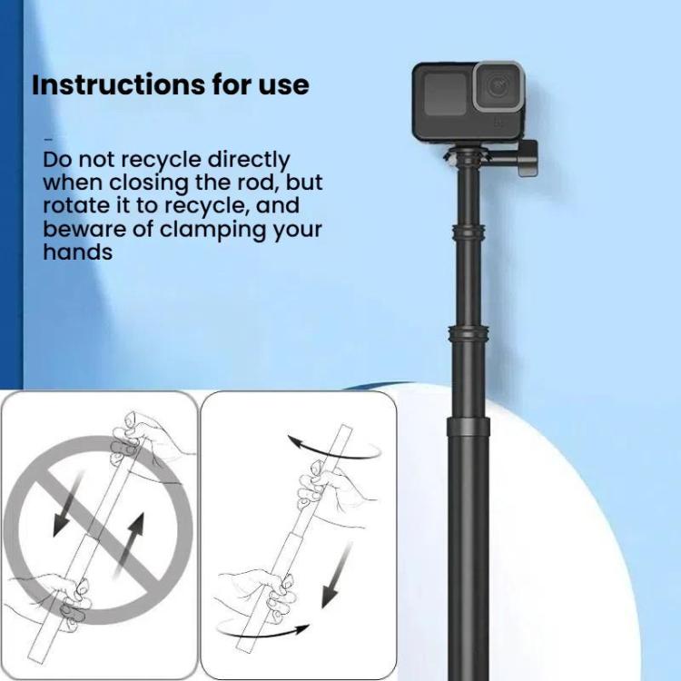 TELESIN Gen 2 2.7m Carbon Fiber Selfie Stick Sports Camera Extension Rod For GoPro HERO13 Black / Insta360(Black)