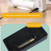 LED Mirror Digital Clock with Type-C Charging Port & 18650 Battery Compartment (Battery Not Included)(Black+White)