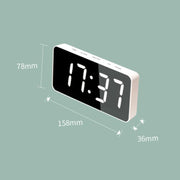 LED Mirror Digital Clock with Type-C Charging Port & 18650 Battery Compartment (Battery Not Included)(Black+White)