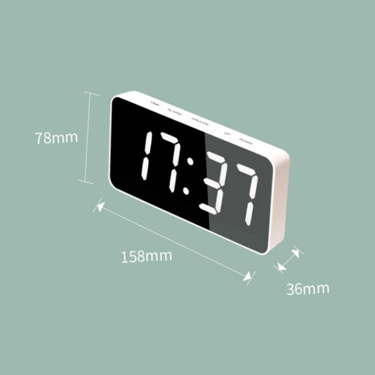 LED Mirror Digital Clock with Type-C Charging Port & 18650 Battery Compartment (Battery Not Included)(Black+Blue)
