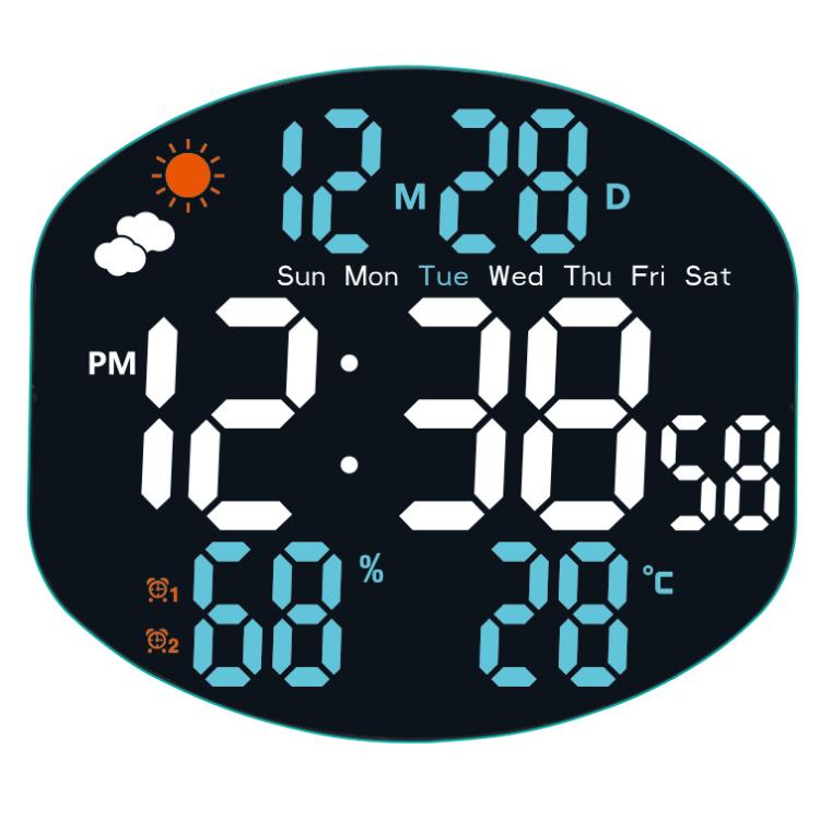 Digital Wall Clock Weather Station Forecast TEMP Humidity 2 Alarm Table Clock With Remote Control(Blue+White) - Wall Clock by PMc TechLife | Online Shopping South Africa | PMc TechLife | Buy Now Pay Later Mobicred