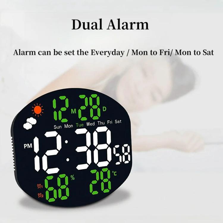 Digital Wall Clock Weather Station Forecast TEMP Humidity 2 Alarm Table Clock With Remote Control(Red+White)