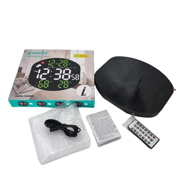 Digital Wall Clock Weather Station Forecast TEMP Humidity 2 Alarm Table Clock With Remote Control(Red+White)