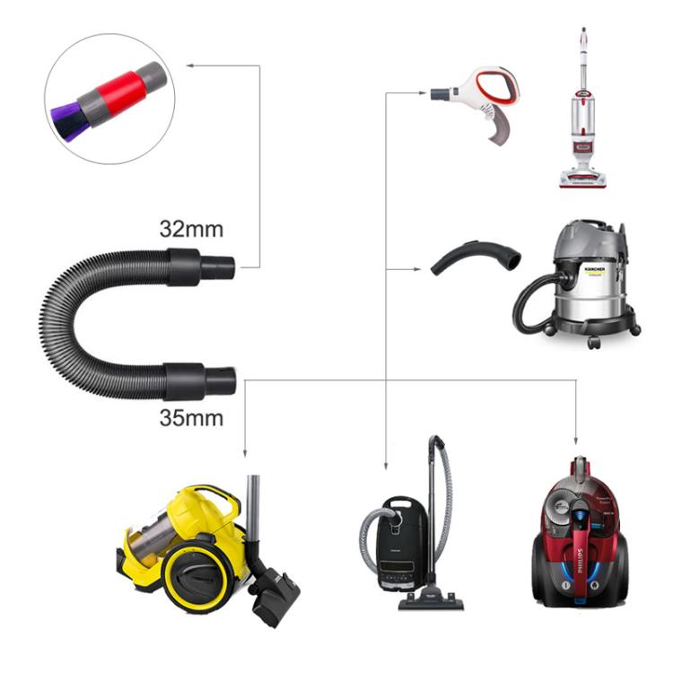 32mm Soft Brush+DC Connector Vacuum Cleaner Dusting Streak Free Soft Brush Replacement Accessory Set