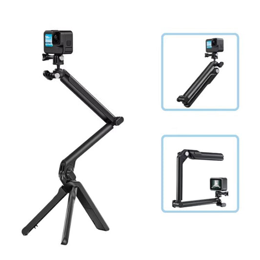 TELESIN Tri-folding Tripod For Sports Camera Mobile Phone Selfie Stand Desktop Fixed Bracket(Black) - free shipping - PMC Jewellery - Order now!