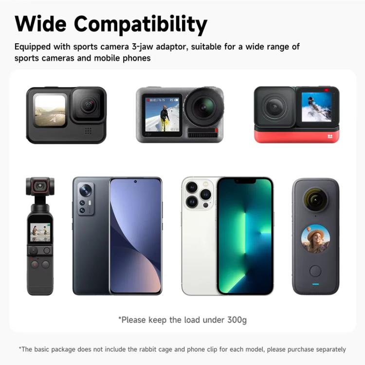 TELESIN Tri-folding Tripod For Sports Camera Mobile Phone Selfie Stand Desktop Fixed Bracket(Black) - free shipping - PMC Jewellery - Order now!