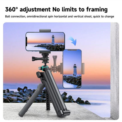 TELESIN Tri-folding Tripod For Sports Camera Mobile Phone Selfie Stand Desktop Fixed Bracket(Black) - free shipping - PMC Jewellery - Order now!