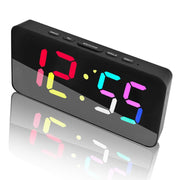 11 Colors Dynamic RGB Digital Alarm Clock 12/24H 6 Levels Brightness 2 Alarms Table Clock(Black Shell)