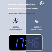 11 Colors Dynamic RGB Digital Alarm Clock 12/24H 6 Levels Brightness 2 Alarms Table Clock(Black Shell)