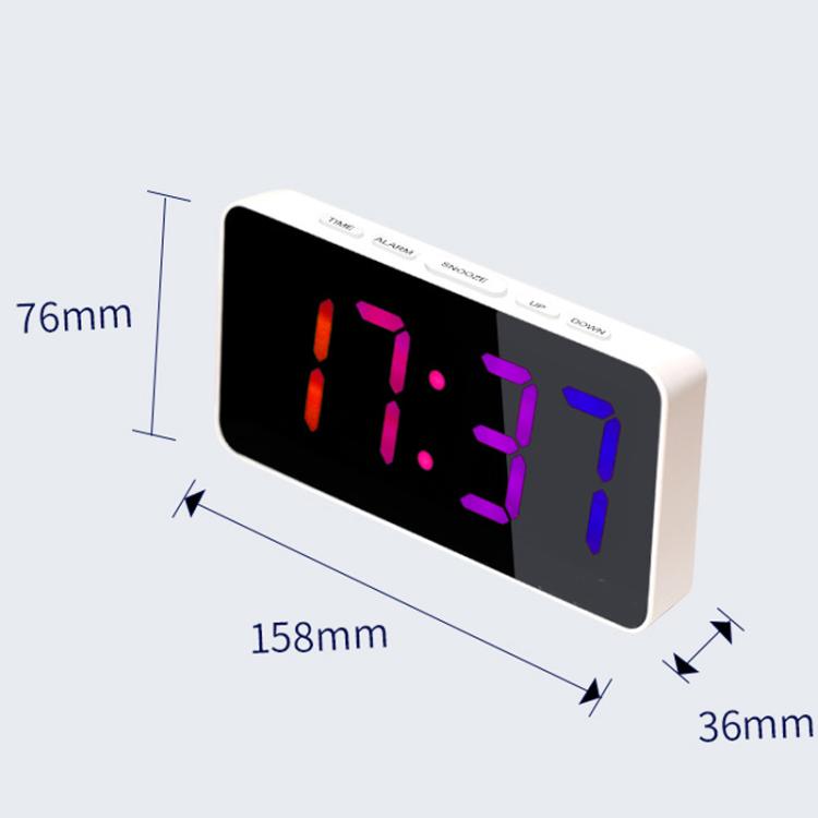 11 Colors Dynamic RGB Digital Alarm Clock 12/24H 6 Levels Brightness 2 Alarms Table Clock(Black Shell)