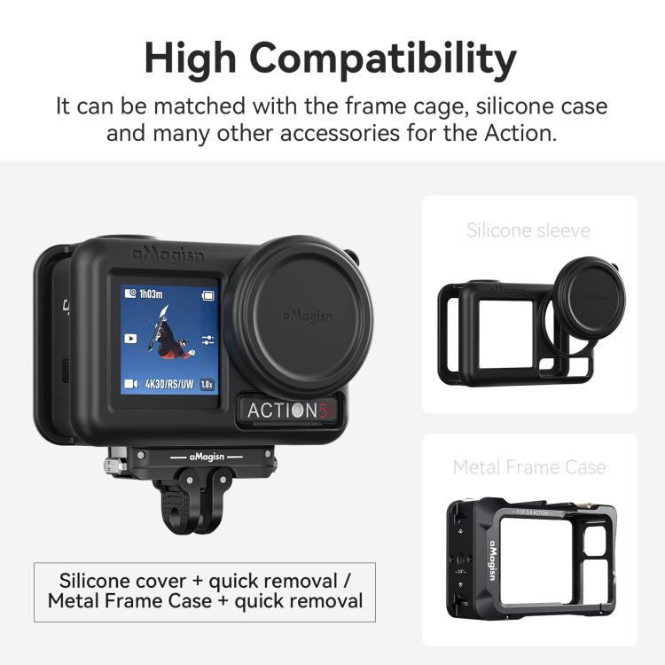 For DJI Osmo 360/Action 5 Pro/4/3 aMagisn Metal Magnetic Quick Release Mount Dual Interface Adapter(Black) - free shipping - PMC TechLife - Order now!