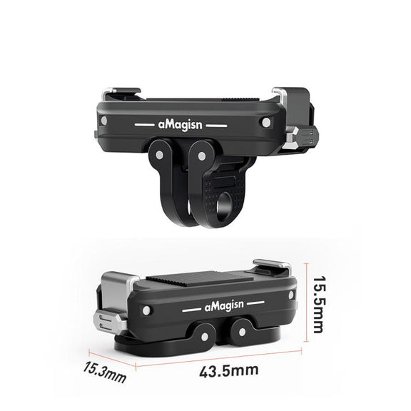 For DJI Osmo 360/Action 5 Pro/4/3 aMagisn Metal Magnetic Quick Release Mount Dual Interface Adapter(Black)