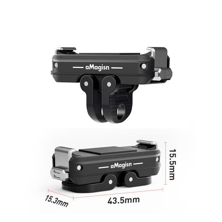 For DJI Osmo 360/Action 5 Pro/4/3 aMagisn Metal Magnetic Quick Release Mount Dual Interface Adapter(Black)