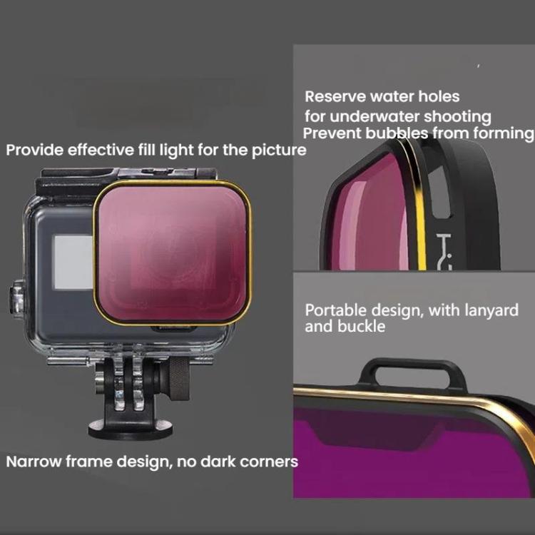 For GoPro 5/6 PGYTECH Deep Diving Snorkeling Filter Waterproof Case(Red) - free shipping - PMC Jewellery - Order now!