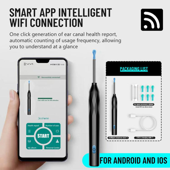 P3 LED Light WIFI Connection Smart Wireless Visual Ear Picker With APP(White)
