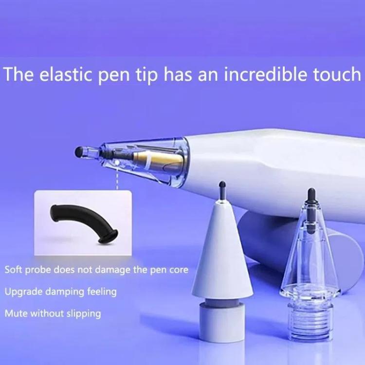 For Apple Pencil 2 / 1 Elastic Tip Soft Probe Silent Replacement Nib, Spec: 2B Transparent