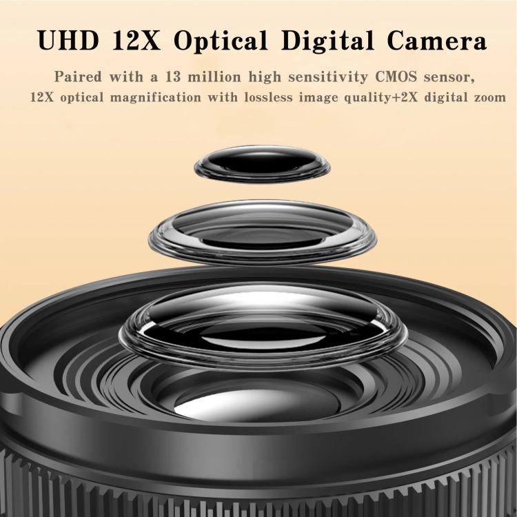 4K 72MP 12X Optical Zoom Student Digital Camera WiFi HD Video Camera With 3 Inch Flip Screen(Black) - Video Cameras by PMc TechLife | Online Shopping South Africa | PMc TechLife | Buy Now Pay Later Mobicred