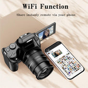 4K 72MP 12X Optical Zoom Student Digital Camera WiFi HD Video Camera With 3 Inch Flip Screen(Black)