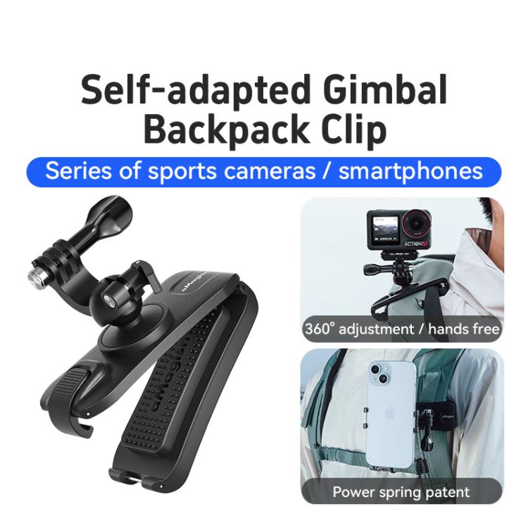 aMagisn 360-degree Rotation Ball Head Backpack Clip for Camera & Smartphone(Black) - free shipping - PMC Jewellery - Order now!