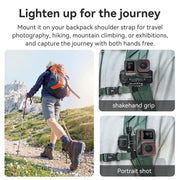 aMagisn 360-degree Rotation Ball Head Backpack Clip for Camera & Smartphone(Black)