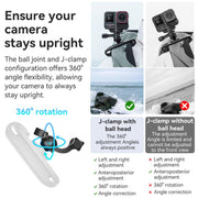 aMagisn 360-degree Rotation Ball Head Backpack Clip for Camera & Smartphone(Black)