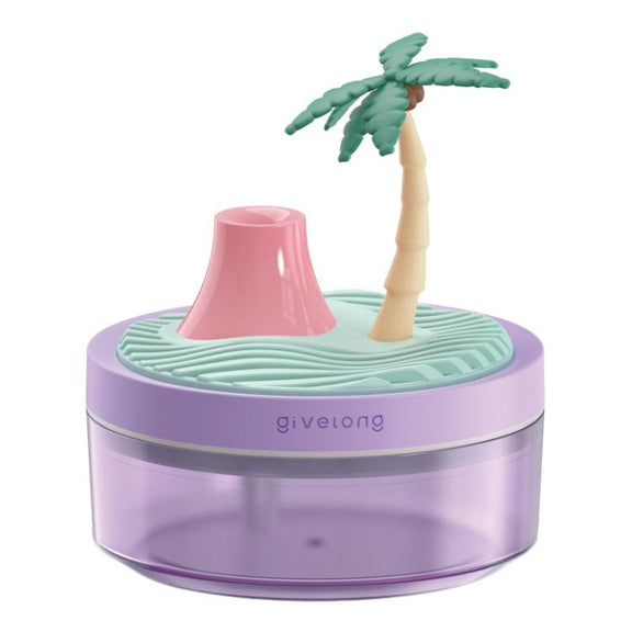 Givelong Mini Portable Landscape Humidifier Plant Pot Hydrator Mister USB Car Spray Aromatherapy Diffuser(Coconut Tree)