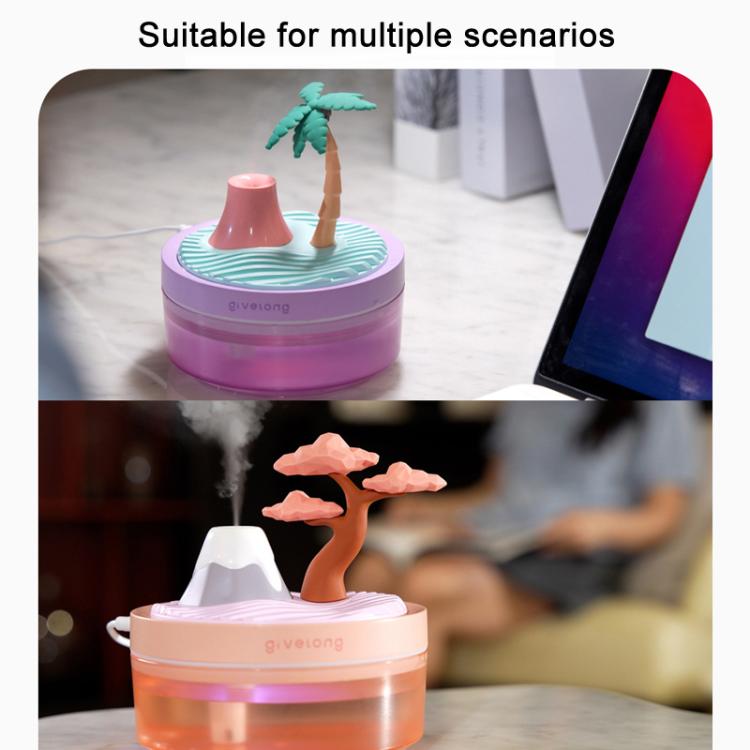 Givelong Mini Portable Landscape Humidifier Plant Pot Hydrator Mister USB Car Spray Aromatherapy Diffuser(Cherry Tree)