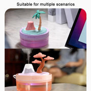 Givelong Mini Portable Landscape Humidifier Plant Pot Hydrator Mister USB Car Spray Aromatherapy Diffuser(Pine Tree)