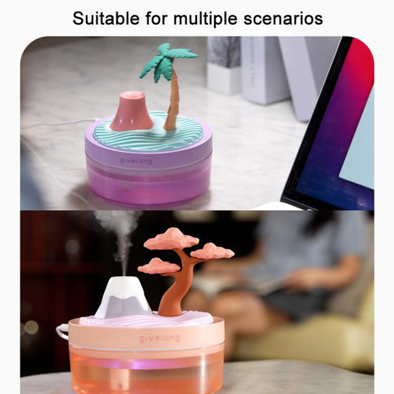 Givelong Mini Portable Landscape Humidifier Plant Pot Hydrator Mister USB Car Spray Aromatherapy Diffuser(Pine Tree)