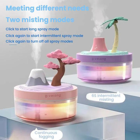 Givelong Mini Portable Landscape Humidifier Plant Pot Hydrator Mister USB Car Spray Aromatherapy Diffuser(Pine Tree)
