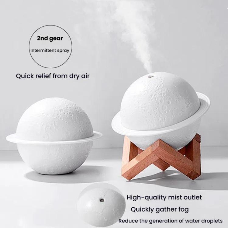 Humidifier USB Large Mist Volume Ambient Light Home Car Aromatherapy Humidifier Decoration Ornament(Moon Planet)